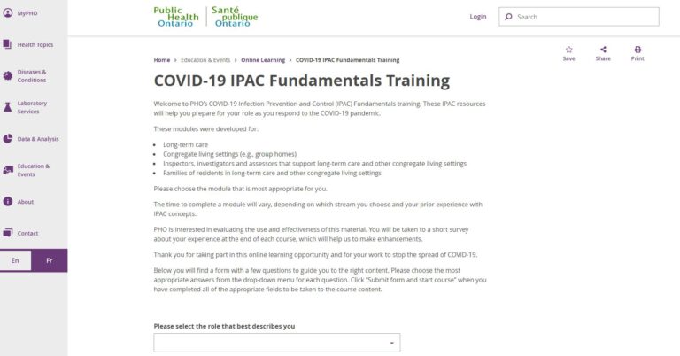COVID-19 IPAC Fundamentals Training