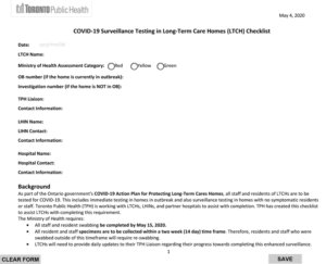 COVID-19 Surveillance Testing Long-Term Care Homes (LTCH) Fillable Checklist