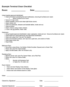 Example Terminal Clean Checklist
