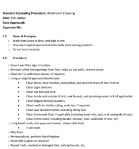 Example Washroom Cleaning Procedure