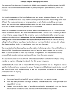 Family/Caregiver Messaging Document for MRDR Team