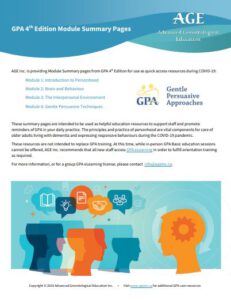 Gentle Persuasive Approaches: 4th Edition Module Summary Pages