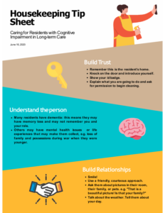 Housekeeping Tip Sheet: Caring for Residents with Cognitive Impairment in Long-Term Care