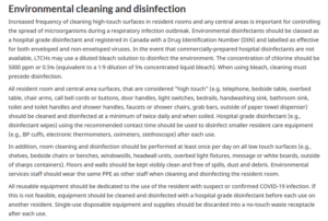 Infection Prevention and Control for COVID-19: Interim Guidance for Long Term Care Homes - Environmental Cleaning and Disinfection