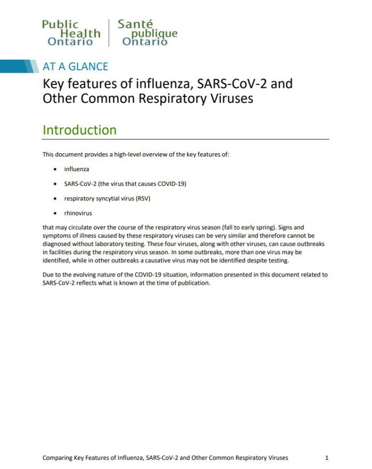 Key Features of Influenza, SARS-CoV-2 and Other Common Respiratory Viruses