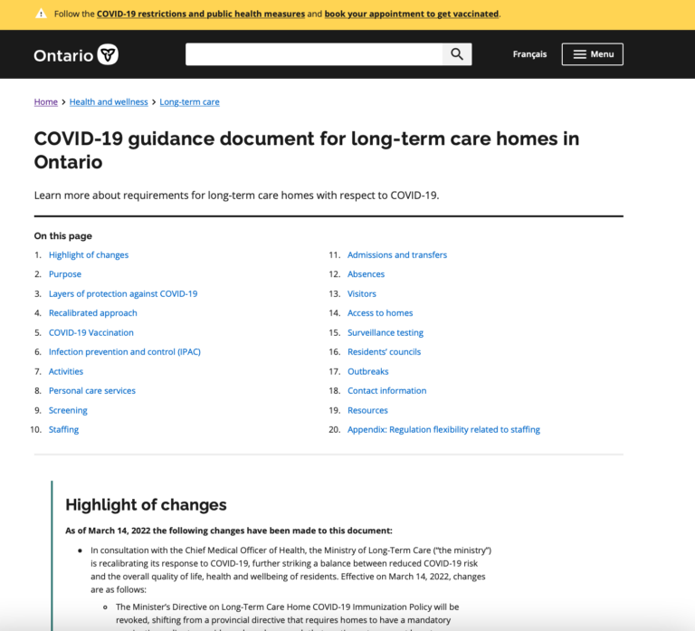 COVID-19 Guidance Document for Long-Term Care Homes in Ontario