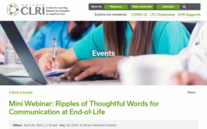 Mini Webinar: Ripples of Thoughtful Words for Communication at End-of-Life