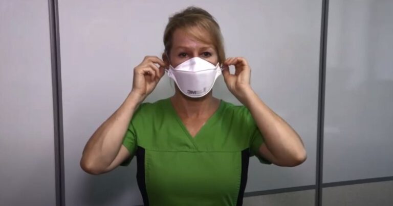 Taking Off Flatfold N95 Respirator