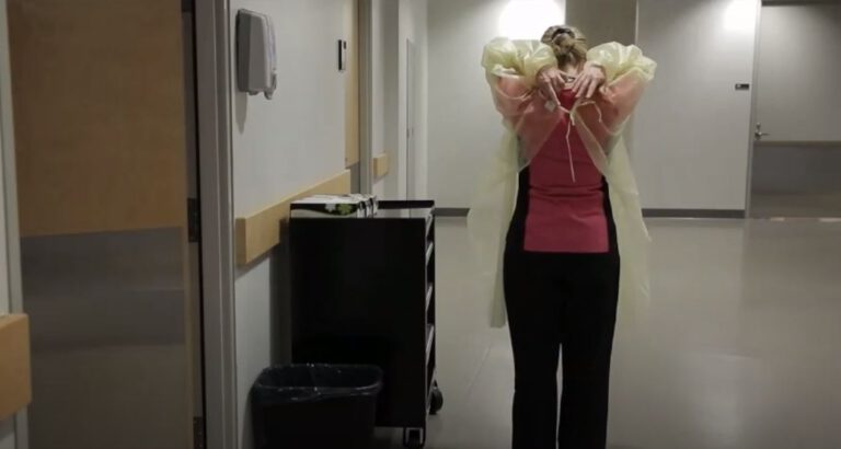 Taking Off a Gown and Gloves