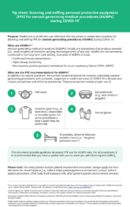 Tip Sheet: Donning and Doffing Personal Protective Equipment for Aerosol Generating Medical Procedures During COVID-19