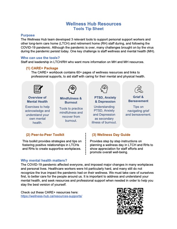 Wellness Hub Resources: Tools Tip Sheet
