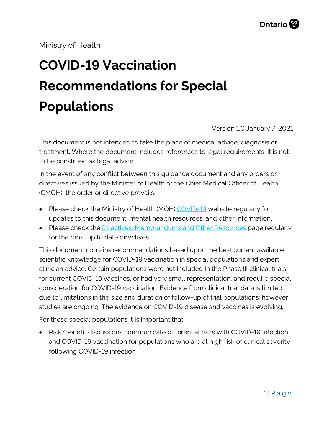 COVID-19 Vaccine Recommendations for Special Populations