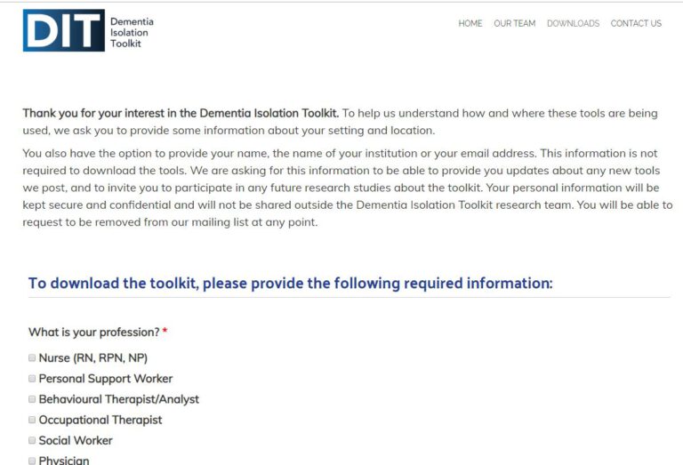 Dementia Isolation Toolkit