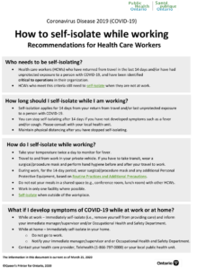 COVID-19: How Self-Isolate While Working - Recommendations for Health Care Workers