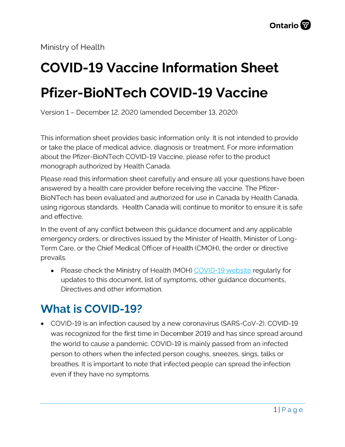 Vaccine Information Sheet